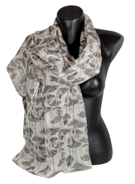 Etole en mousseline de soie Lotus beige