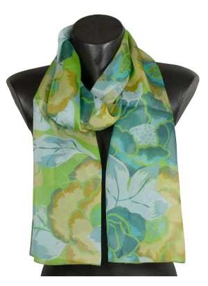 Foulard en soie Pivoine vert