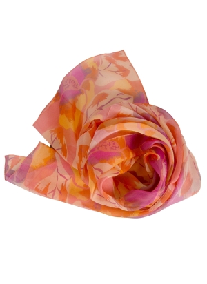 Foulard en soie Pivoine corail