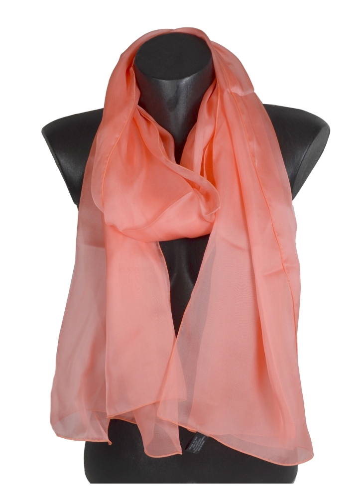 Foulard 65x180 en soie pêche