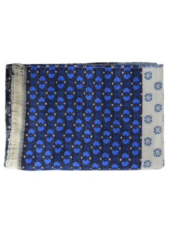 Echarpe mérinos Victor bleu-blanc