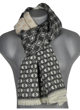 Echarpe mérinos Victor noir-beige