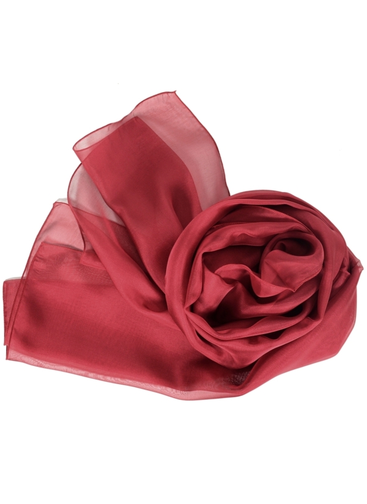 Foulard 40x160 en soie bordeaux