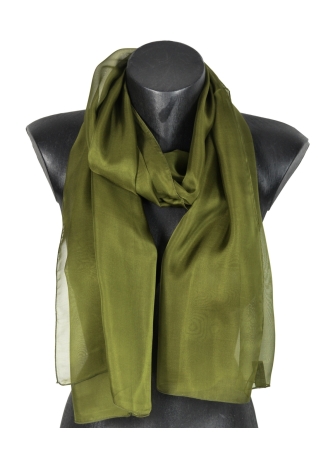 Foulard 40x160 en soie kaki