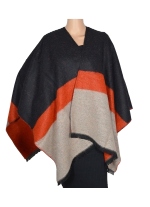 Poncho Alfa noir et orange