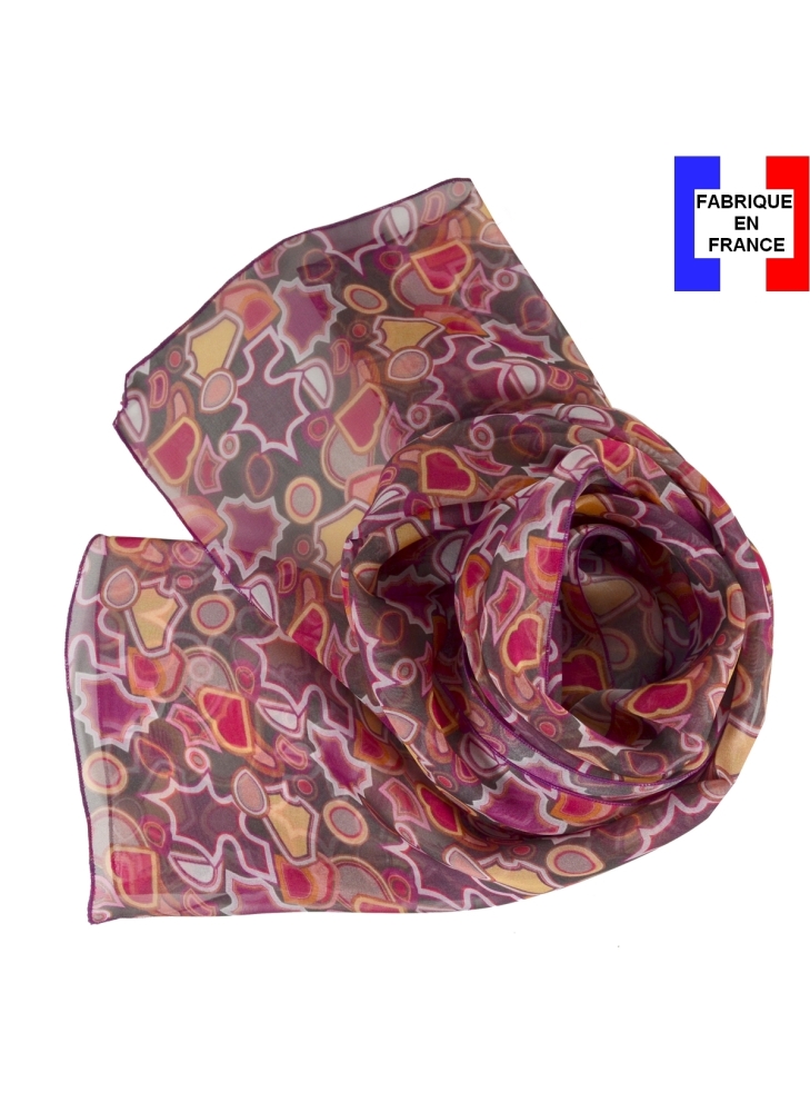 Foulard en soie Puzzle rose