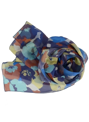 Foulard en soie Floral bleu