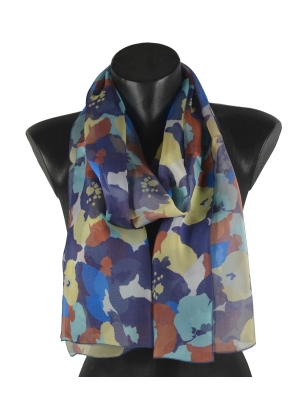 Foulard en soie Floral bleu