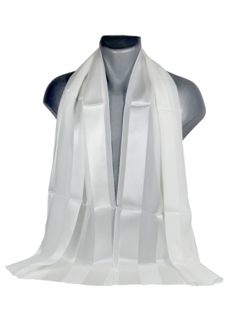 Foulard homme en soie bande satin blanc