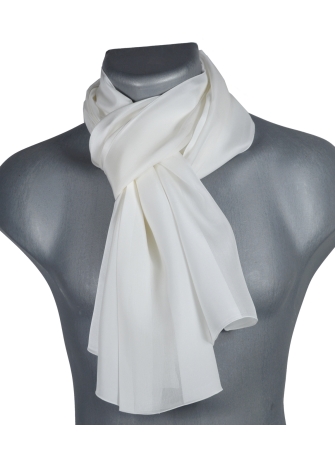 Foulard homme en soie bande satin blanc