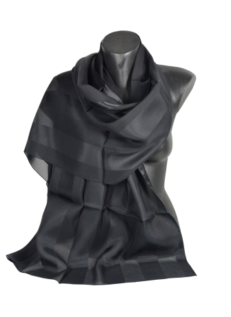 Etole en soie bandes satin noire