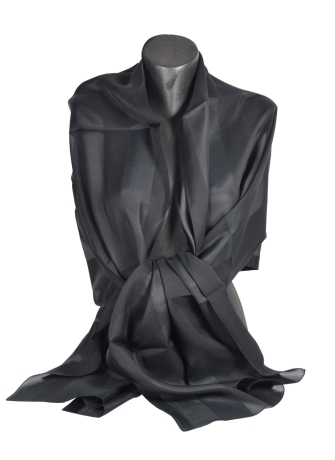 Etole en soie bandes satin noire