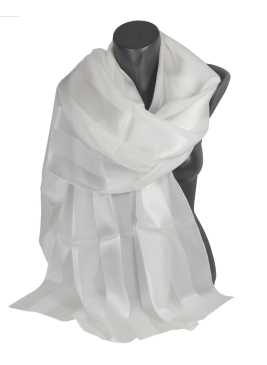 Etole en soie bandes satin blanche