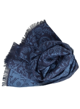 Echarpe coton merinos Basmati bleue
