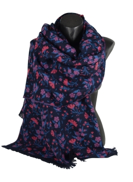 Chale coton Daphné bleu rose