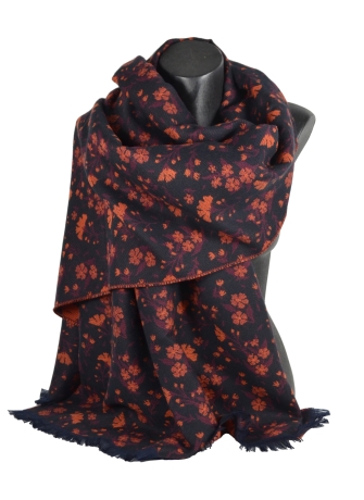 Chale coton Daphné noir rouge