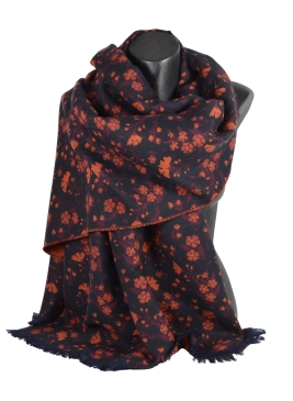 Chale coton Daphné noir rouge