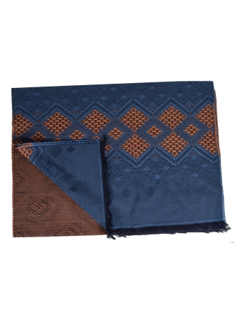 Echarpe mérinos soie Santiag bleue