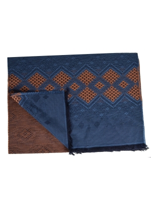 Echarpe mérinos soie Santiag bleue