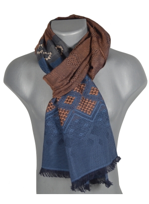 Echarpe mérinos soie Santiag bleue