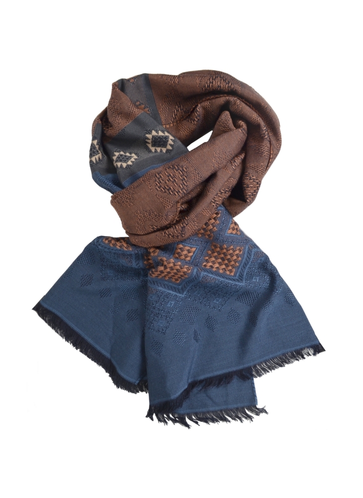 Echarpe mérinos soie Santiag bleue