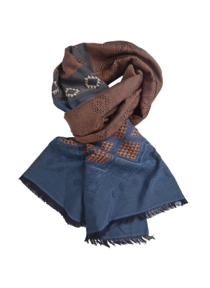 Echarpe mérinos soie Santiag bleue