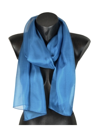Foulard 40x160 en soie bleu cobalt