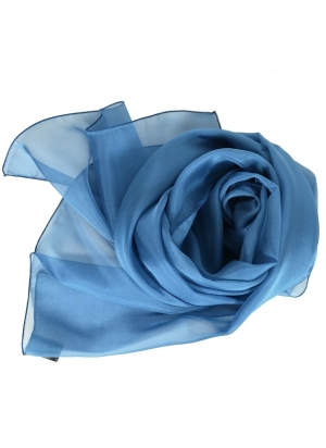 Foulard 40x160 en soie bleu cobalt