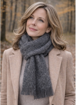 Echarpe mohair unie gris-anthracite