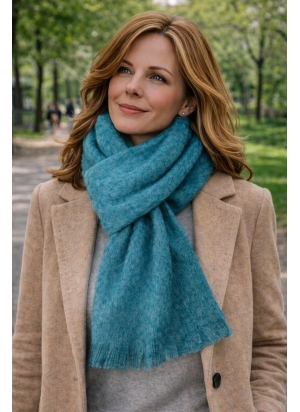 Echarpe mohair unie turquoise foncé