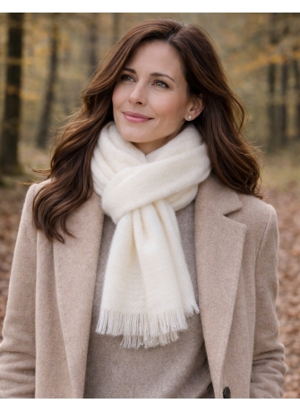 Echarpe mohair unie blanche