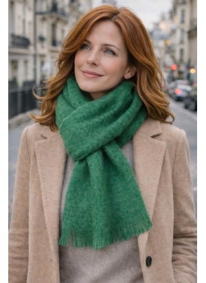 Echarpe mohair unie verte