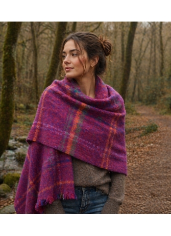 Châle mohair Maestro rose-orange