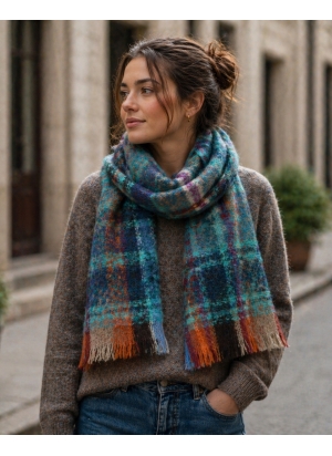 Echarpe mohair Mandarin bleu