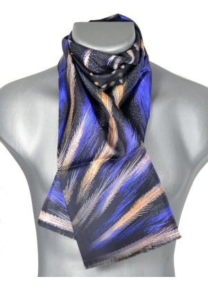 Foulard en soie homme Plumes bleues