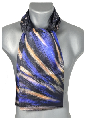 Foulard en soie homme Plumes bleues