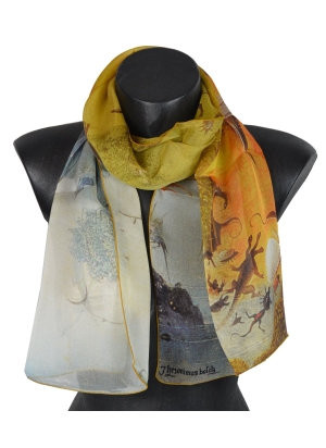 Foulard en soie Le jardin des délices, la licorne de Bosch